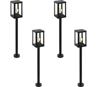 Loops 4 PACK IP44 Outdoor Bollard Light Black Zinc Plated Steel 1x 60W E27 Post Loops Black