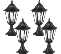 Loops 4 PACK IP44 Outdoor Pedestal Light Black & Silver Patina Lantern 1x 60W E27 Loops Black
