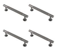 Loops 4 Pack - Knurled Bar Door Pull Handle 158 X 13mm 128mm Fixing Centres Anthracite Grey