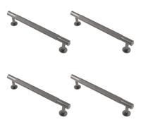 Loops 4 Pack - Knurled Bar Door Pull Handle 190 X 13mm 160mm Fixing Centres Anthracite Grey