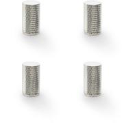 Loops 4 Pack - Knurled Cylinder Cupboard Door Knob - 20mm X 35mm - Polished Nickel Pull Handle