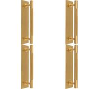 Loops 4 Pack - Knurled Drawer Bar Pull Handle & Matching Backplate - Satin Brass 200 X 40mm