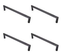 Loops 4 Pack - Knurled Mitred Door Pull Handle 320 X 20mm 300mm Fixing Centres Matt Black
