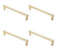 Loops 4 Pack - Knurled Mitred Door Pull Handle 320 X 20mm 300mm Fixing Centres Satin Brass Pvd