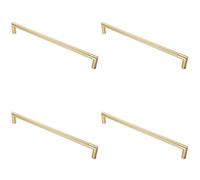 Loops 4 Pack - Knurled Mitred Door Pull Handle 470 X 20mm 450mm Fixing Centres Satin Brass Pvd