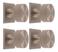 Loops 4 Pack - Knurled Radio Cabinet Door Knob & Matching Backplate - Satin Nickel 40 X 40mm