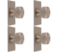 Loops 4 Pack - Knurled Radio Cabinet Door Knob & Matching Backplate - Satin Nickel 76 X 40mm