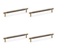 Loops 4 Pack - Knurled T Bar Door Pull Handle - Antique Brass - 160mm Centres Premium Drawer
