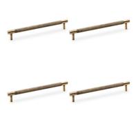 Loops 4 Pack - Knurled T Bar Door Pull Handle - Antique Brass - 192mm Centres Premium Drawer