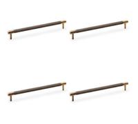 Loops 4 Pack - Knurled T Bar Door Pull Handle - Antique Brass - 224mm Centres Premium Drawer