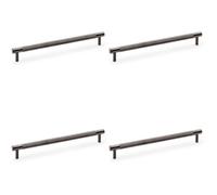 Loops 4 Pack - Knurled T Bar Door Pull Handle - Dark Bronze - 224mm Centres Premium Drawer
