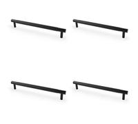 Loops 4 Pack - Knurled T Bar Door Pull Handle - Matt Black - 192mm Centres Premium Drawer