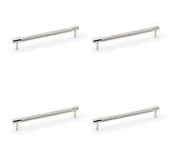 Loops 4 Pack - Knurled T Bar Door Pull Handle - Polished Nickel - 192mm Centres Premium Drawer
