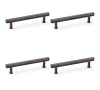 Loops 4 Pack - Knurled T Bar Pull Handle - Dark Bronze - 128mm Centres Premium Drawer Door