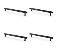 Loops 4 Pack - Knurled T Bar Pull Handle - Matt Black - 224mm Centres Premium Drawer Door