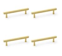 Loops 4 Pack - Knurled T Bar Pull Handle - Satin Brass - 128mm Centres Premium Drawer Door