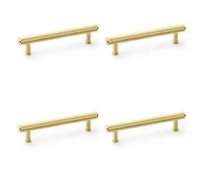 Loops 4 Pack - Knurled T Bar Pull Handle - Satin Brass - 128mm Centres Premium Drawer Door