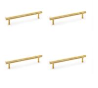 Loops 4 Pack - Knurled T Bar Pull Handle - Satin Brass - 160mm Centres Premium Drawer Door