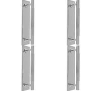 Loops 4 Pack - Lined Reeded Drawer Pull Handle & Matching Backplate Polished Chrome 200 X 40mm