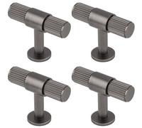 Loops 4 Pack - Lined Reeded T Shape Pull Handle - 50 X 13mm - Anthracite Grey Cabinet Handle