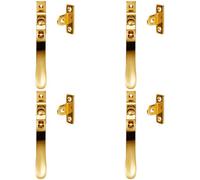 Loops 4 Pack - Lockable Victorian Casement Window Fastener Handle - 57mm X 13mm Polished Brass