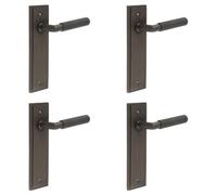Loops 4 Pack Luxury Dark Bronze Door Handle Latch Backplate With Versatile Mounting Options - Solid Brass Interior Handle