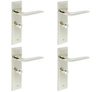 Loops 4 Pack Luxury Polished Nickel Bathroom Door Handle With Backplate And Turn Release Solid Brass - Interior Handle