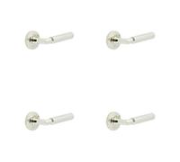 Loops 4 Pack Luxury Polished Nickel Door Handle On Chamfered Rose - Solid Brass Interior Handle