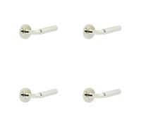 Loops 4 Pack Luxury Polished Nickel Door Handle On Plain Rose - Solid Brass Interior Handle