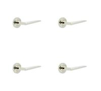 Loops 4 Pack Luxury Polished Nickel Door Handle On Stepped Rose For Elegant Interiors - Solid Brass Interior Handle