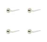 Loops 4 Pack Luxury Solid Brass Door Handle On Plain Rose In Polished Nickel Finish - Solid Brass Interior Handle