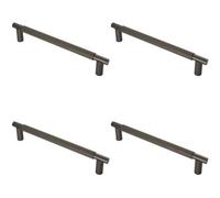 Loops 4 Pack - Luxury T Bar Knurled Pull Handle - 450mm Matt Bronze - Kitchen Door Cabinet