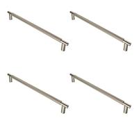 Loops 4 Pack - Luxury T Bar Knurled Pull Handle - 450mm Satin Nickel - Kitchen Door Cabinet