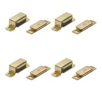 Loops 4 Pack - Magnetic Cupboard Door Catch 36.5mm Fixing Centres 3.5Kg Pull Electro Brassed