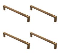 Loops 4 Pack - Mitred Reeded Door Pull Handle - 320mm X 20mm - 300mm Centres Antique Brass