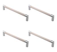 Loops 4 Pack - Mitred Reeded Door Pull Handle - 320mm X 20mm - 300mm Centres Satin Nickel