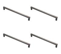 Loops 4 Pack - Mitred Square Bar Pull Handle - Matt Black - 450mm Centres D Type Door Drawer