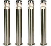 Loops 4 PACK Outdoor Garden Bollard Light Brushed Steel 9.2W Path LED Lamp Post IP44
