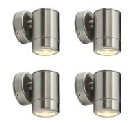 Loops 4 PACK Outdoor IP65 Wall Downlight - Dimmable 7W LED GU10 - Stainless Steel in Metallics Loops Metallics