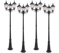 Loops 4 PACK Outdoor Lantern Lamp Post Matt Black & Glass 2.3m Tall 3 Light Bollard Loops Black