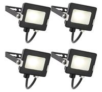 Loops 4 PACK Outdoor Waterproof LED Floodlight - 10W Cool White LED - Matt Black Loops Black
