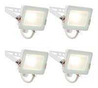 Loops 4 PACK Outdoor Waterproof LED Floodlight - 10W Cool White LED - Matt White Loops White