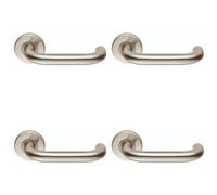 Loops 4 Pack - Pair 19mm Round Bar Safety Handle On Round Rose Concealed Fix 201 Bright Steel