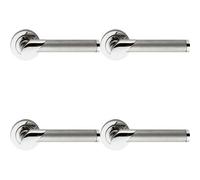 Loops 4 Pack - Pair Designer Multi-Finish Door Handle On Round Rose Polished & Satin Chrome