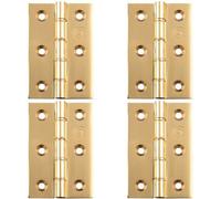 Loops 4 Pack - Pair Double Bronze Washered Butt Hinge - 102 X 76 X 4mm Polished Brass Door