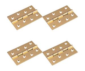Loops 4 Pack - Pair Double Steel Washered Brass Butt Hinge 76 X 50mm Satin Brass Door Fixing