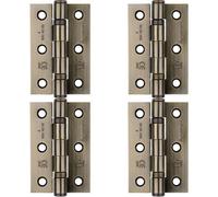 Loops 4 Pack - Pair Grade 7 Ball Bearing Hinge - 76 X 51mm Antique Brass Interior Door Fixing