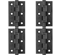 Loops 4 Pack - Pair Grade 7 Ball Bearing Hinge - 76 X 51mm Matt Black Interior Door Fixing