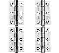 Loops 4 Pack - Pair Grade 7 Ball Bearing Hinge - 76 X 51mm Polished Chrome Interior Door Fixing