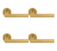 Loops 4 Pack - Pair Mitred Round Bar Door Handle Ringed Design Conceled Fix Satin Brass